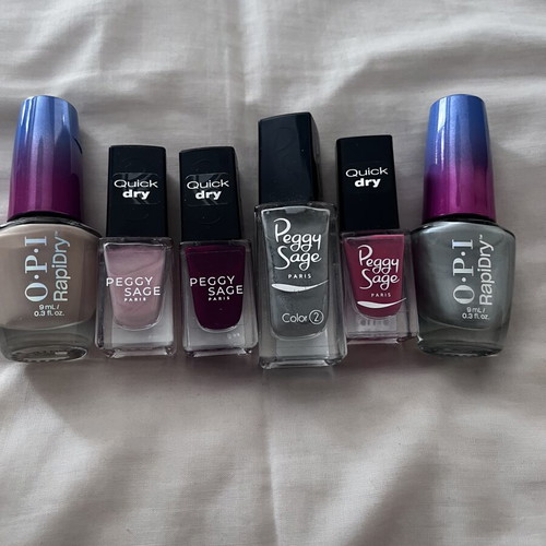 Nail polish set with Peggy Sage and OPI Rapidry colors