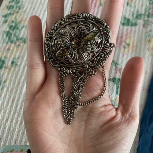 Vintage silver brooch, missing stones