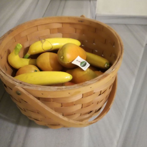 Wicker basket with plastic fruits new