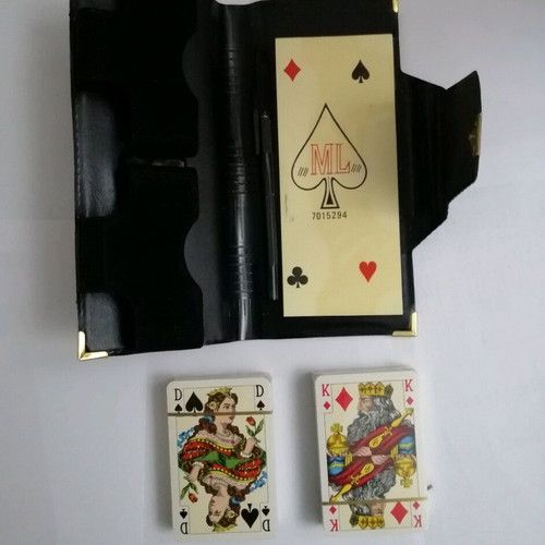 ML playing cards new, collectible, velvet case, set of 2