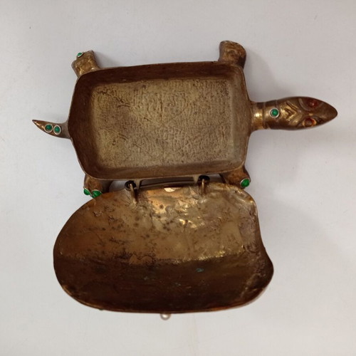 Vintage 70s decorative brass turtle used with beads from Turkey