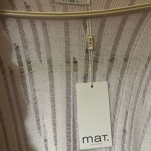 Mat cardigan new white with patterned hem