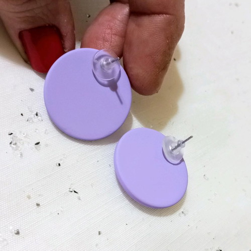 Round purple stud earrings new made of acrylic resin