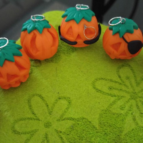 Jack o' Lantern polymer clay charms new