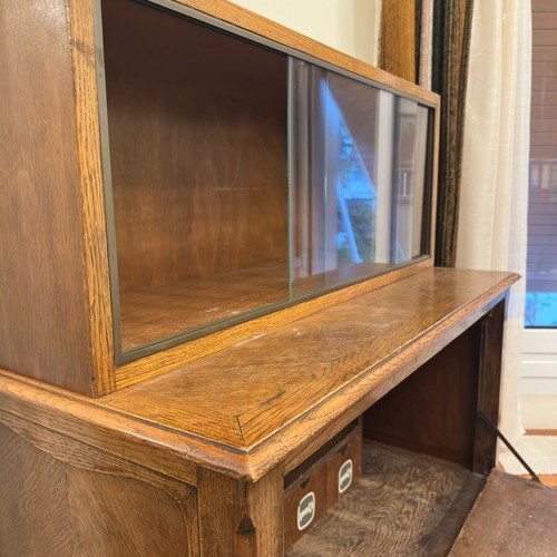 Vintage wooden Secretaire desk used with display cabinet