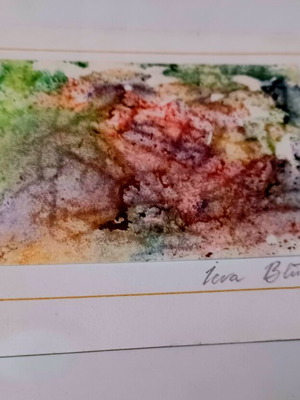 Small painting by Eva Bluma, like new, simple frame 15x10