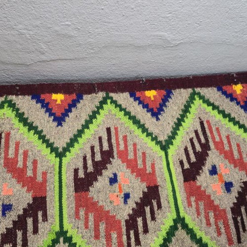 Vintage Kilim Runner with Geometric Patterns like new