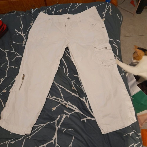 Capri pants used, summer white, women's