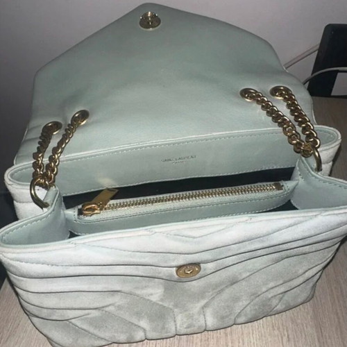 YSL Loulou shoulder bag like new, light blue gray suede leather