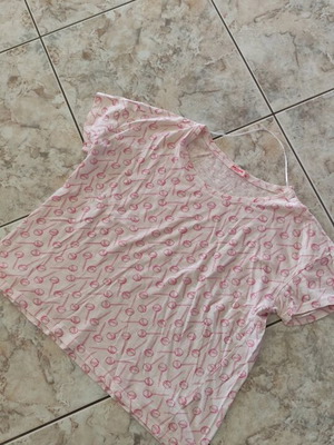 Pink Woman blouse like new, pink with lollipops pattern, size XL