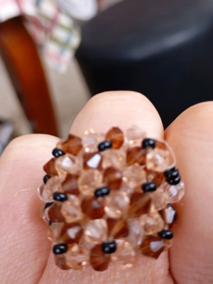 Vintage beaded ring like new, handmade