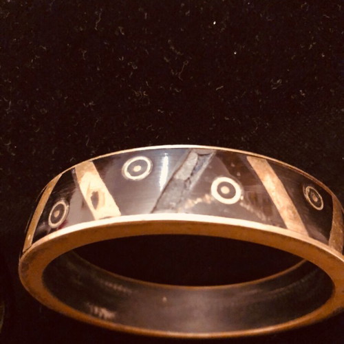 Bracelets like new, set of 4, white, black, cream with gold and Indian design