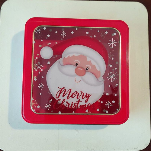 Christmas tin box with transparent lid