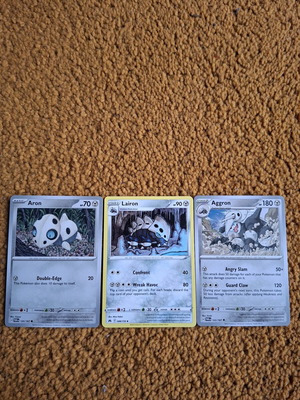 Pokemon TCG pack of 3 Aron Lairon Aggron cards new