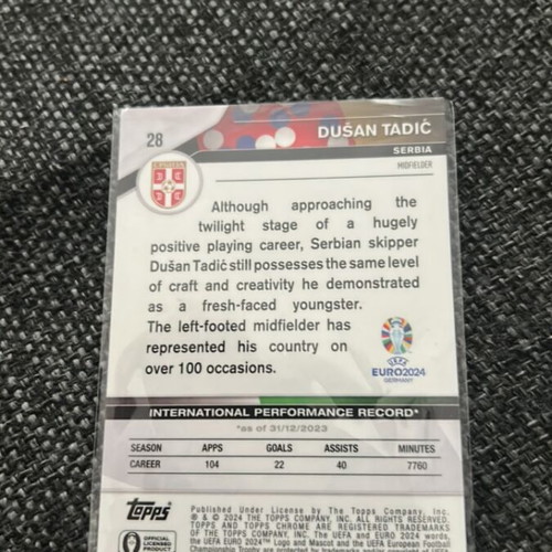Tadic card rare numbered 13/75 in pristine condition