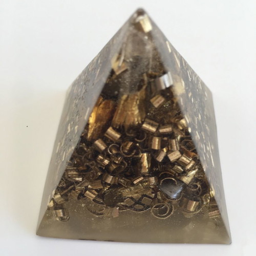Orgonite pyramid with quartz, silver, copper new