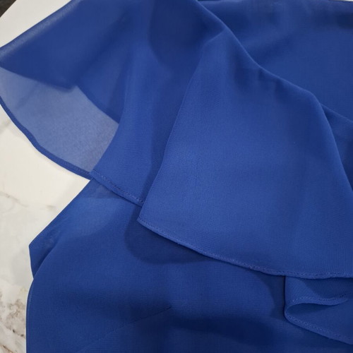 Lucifair Royal Blue Blouse like new, size 48, chiffon with ruffles