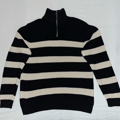 Zara half-zip sweater, black and white, size L