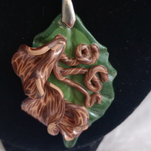 Pendant necklace handmade from polymer clay like new