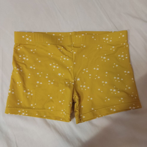 Gocco kids' swimsuit like new, white stars on light mustard, size 5-6 years