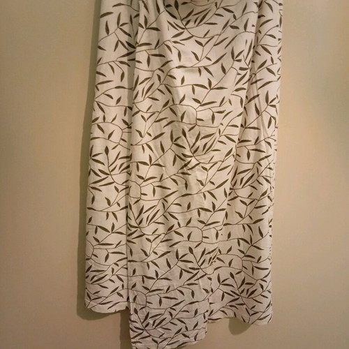 Maxi skirt summer used, cotton wrap crossover XL, white with olive leaf print