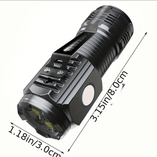 Rechargeable small flashlight with 3 LEDs, magnet and clip