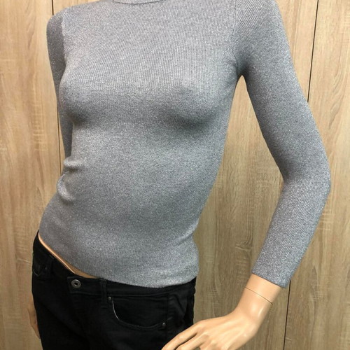 Winter sweater with lurex gray new, size S