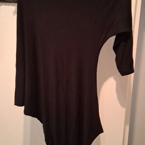 Asymmetric black blouse with one shoulder exposed, like new, size L