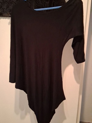 Asymmetric black blouse with one shoulder exposed, like new, size L