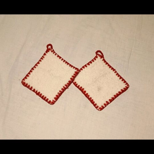 Handmade kitchen pot holders like new with cherry applique design