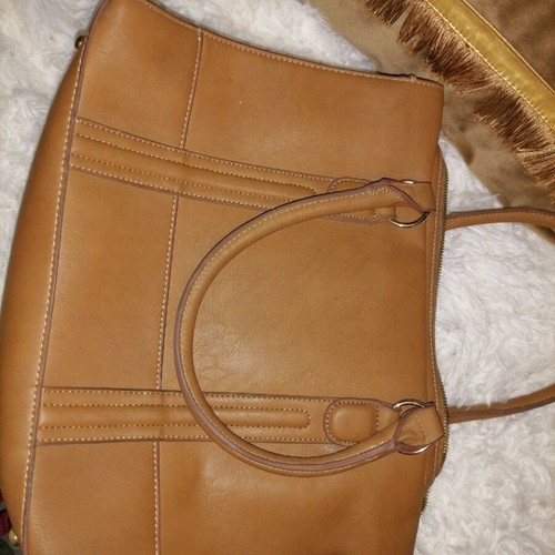 Office style handbag like new, large capacity, beige