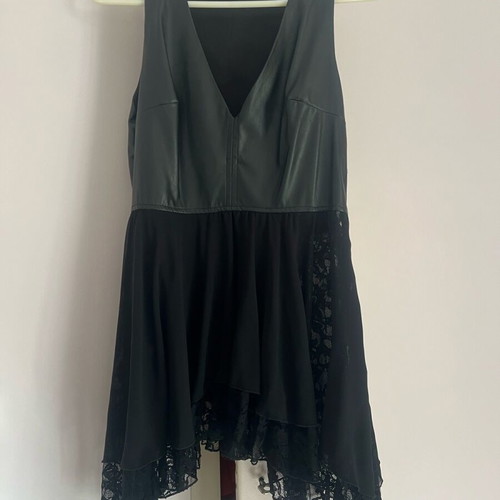 Evening top leather and lace like new, black, size S