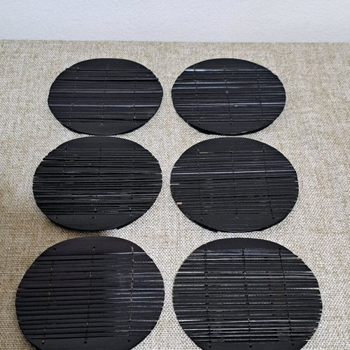 Wooden coasters used, set of 6, diameter 12cm