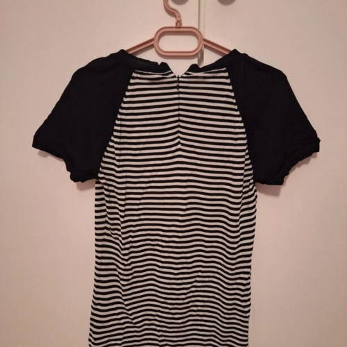 Julia Bergovich black and white striped short sleeve top