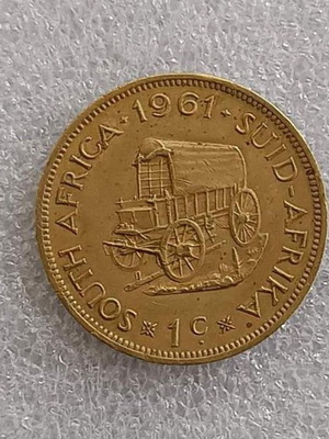 South Africa 1 Cent Coin 1961 used, copper