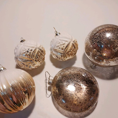Christmas balls gold beige like new