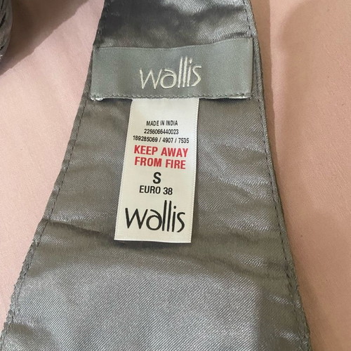 Grey satin belt with Wallis embroidery new, small 75 cm