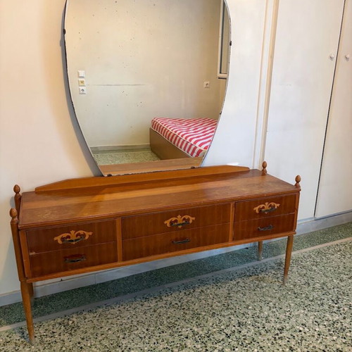 Double Bed Set with Two Nightstands, Wardrobe & Vanity Mirror used