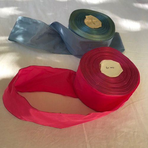 Set of 2 vintage taffeta ribbon rolls like new