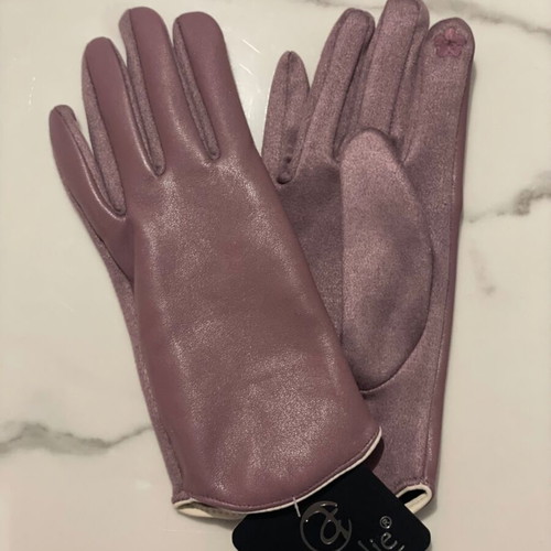 Amelie women's gloves new, purple, leather and fleece