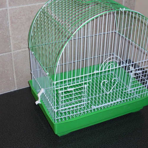 Bird cages new, set of 4, red and green with accessories