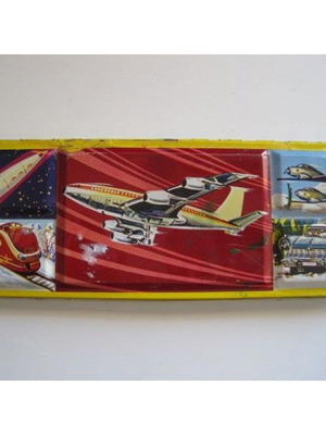 Metallic colored pencil case used, made in Western Germany