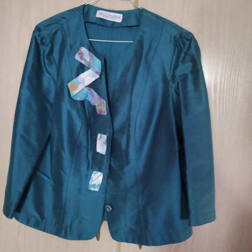 Arte Maxim dress and jacket set new, green with multicolored ribbons