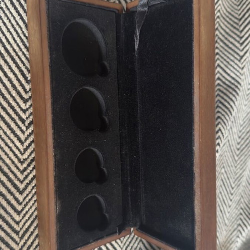 Wooden Royal Mint box used for 4 gold coins