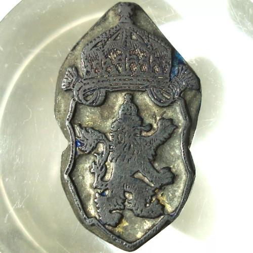 Ink printing die stamp seal Bulgarian royal crest 1890s used
