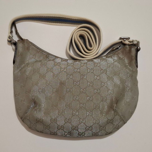 Gucci Crossbody Bag Metallic Silver Canvas used