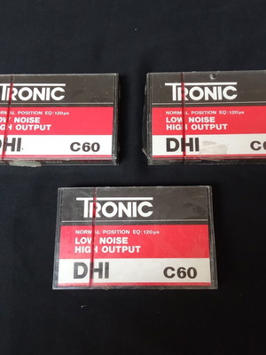 Tronic DHI C60 cassette tapes used, pack of 3, 1980s vintage