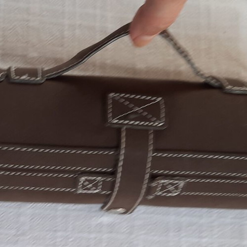 Leather travel case new for shoe polishing brown