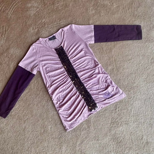 Allouette two-tone blouse with sequins No 6 like new, pink purple