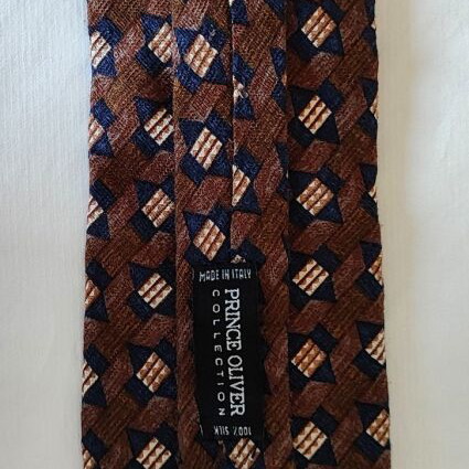 Prince Oliver Collection tie like new, 100% natural silk, brown and blue